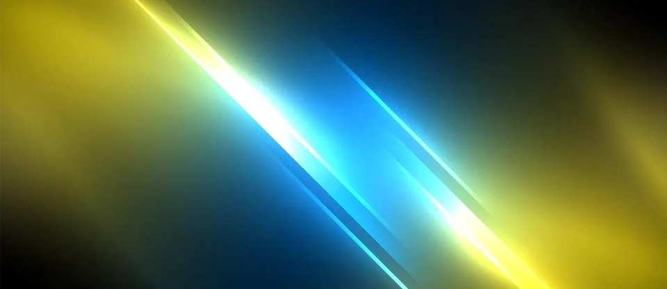 Neon dynamic diagonal light rays background. Techno digital geometric concept Stock Illustration