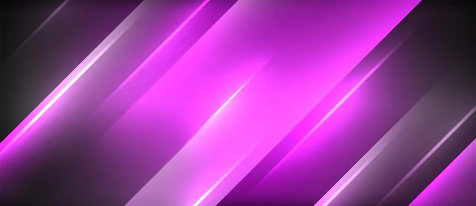Neon dynamic diagonal light rays background. Techno digital geometric concept 스톡 일러스트