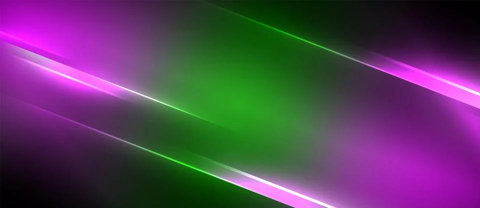 Neon dynamic diagonal light rays background. Techno digital geometric concept 스톡 일러스트