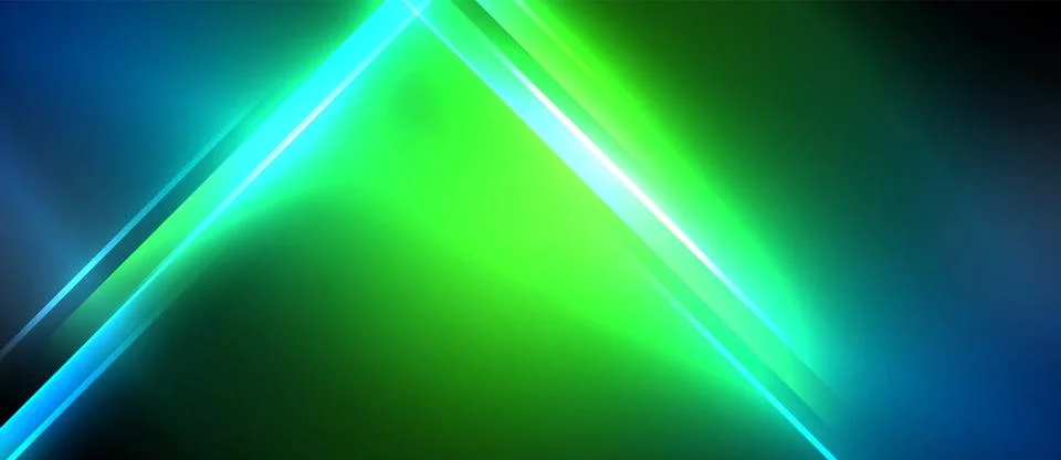 Neon dynamic diagonal light rays background. Techno digital geometric concept Stock Illustration