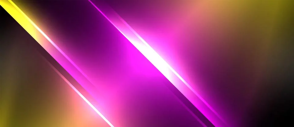 Neon dynamic diagonal light rays background. Techno digital geometric concept Illustrazione stock