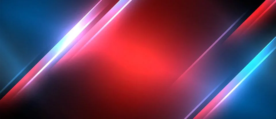 Neon dynamic diagonal light rays background. Techno digital geometric concept Stock Illustration