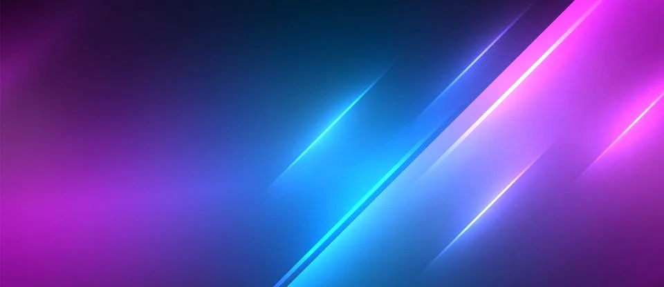 Neon dynamic diagonal light rays background. Techno digital geometric concept 스톡 일러스트