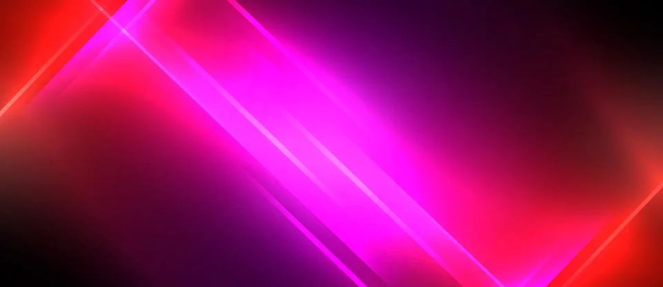 Neon dynamic diagonal light rays background. Techno digital geometric concept Stock Illustration