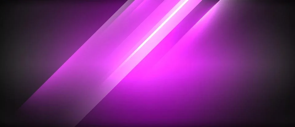 Neon dynamic diagonal light rays background. Techno digital geometric concept Stock Illustration