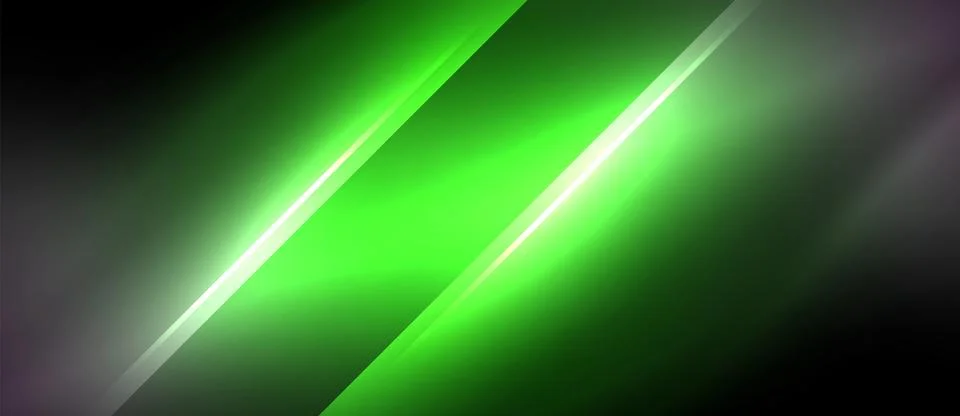 Neon dynamic diagonal light rays background. Techno digital geometric concept Illustrazione stock
