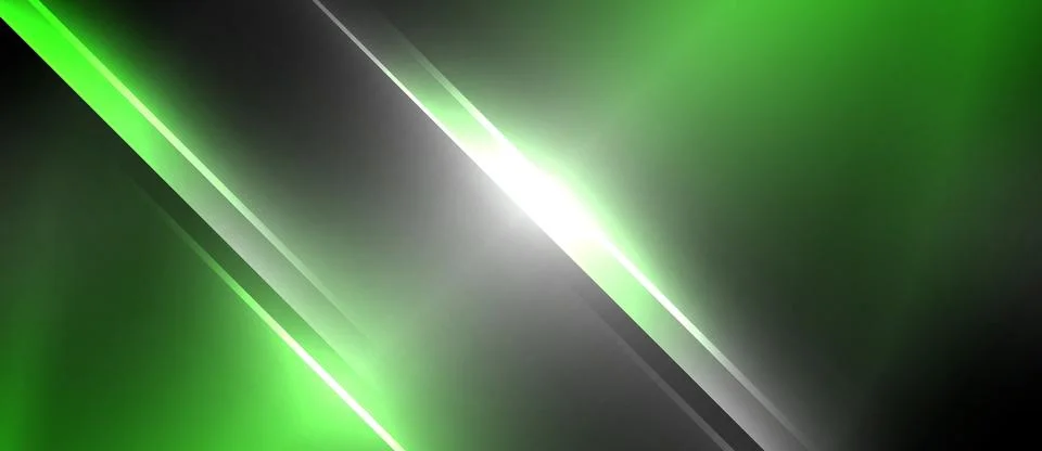 Neon dynamic diagonal light rays background. Techno digital geometric concept Stock Illustration