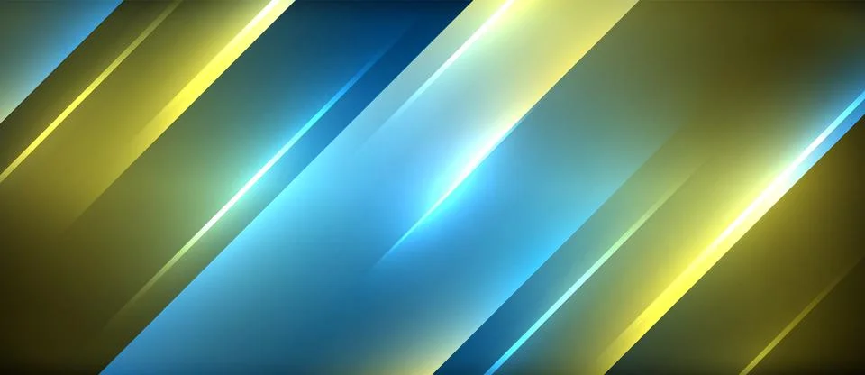Neon dynamic diagonal light rays background. Techno digital geometric concept 스톡 일러스트