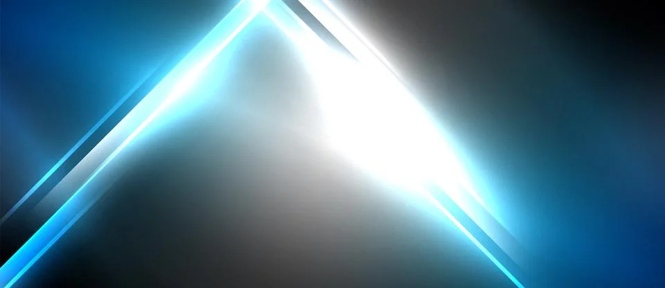 Neon dynamic diagonal light rays background. Techno digital geometric concept Illustrazione stock