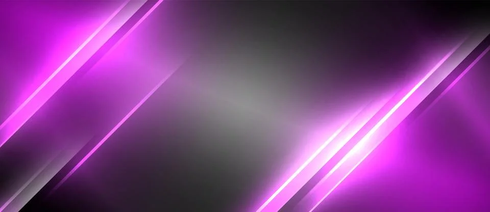 Neon dynamic diagonal light rays background. Techno digital geometric concept Stock Illustration