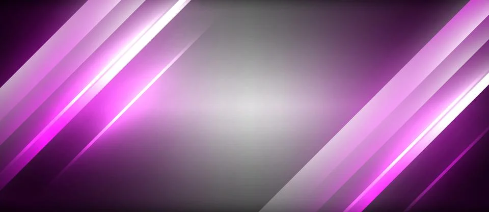Neon dynamic diagonal light rays background. Techno digital geometric concept Ilustración de archivo