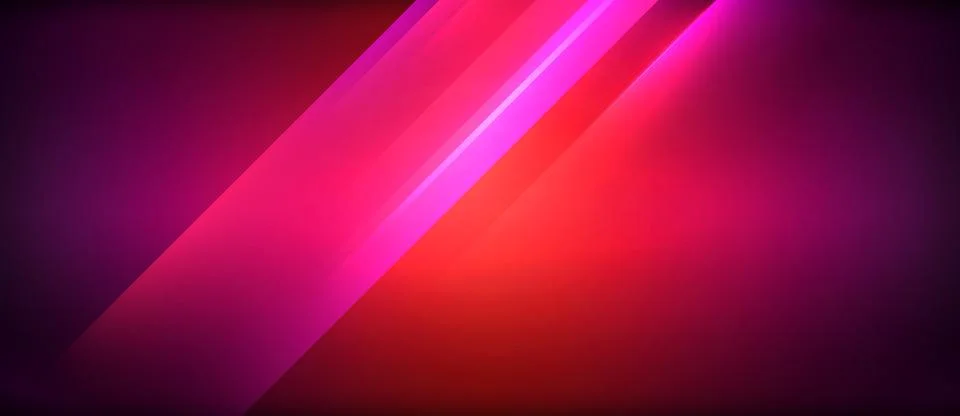 Neon dynamic diagonal light rays background. Techno digital geometric concept 스톡 일러스트