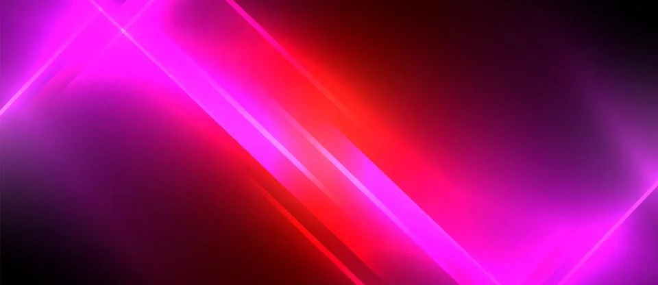 Neon dynamic diagonal light rays background. Techno digital geometric concept 스톡 일러스트
