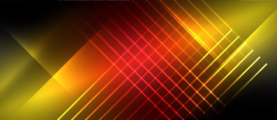 Neon dynamic diagonal light rays background. Techno digital geometric concept Stock Illustration