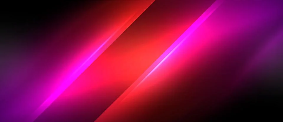 Neon dynamic diagonal light rays background. Techno digital geometric concept Stock Illustration