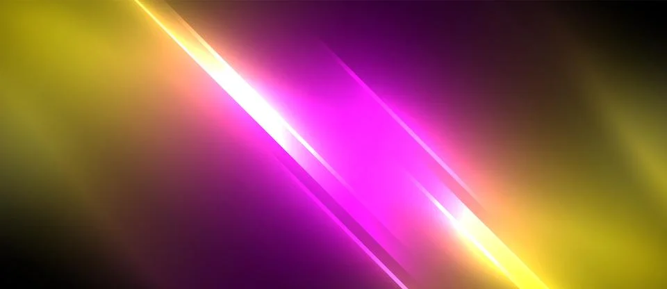 Neon dynamic diagonal light rays background. Techno digital geometric concept Stock Illustration