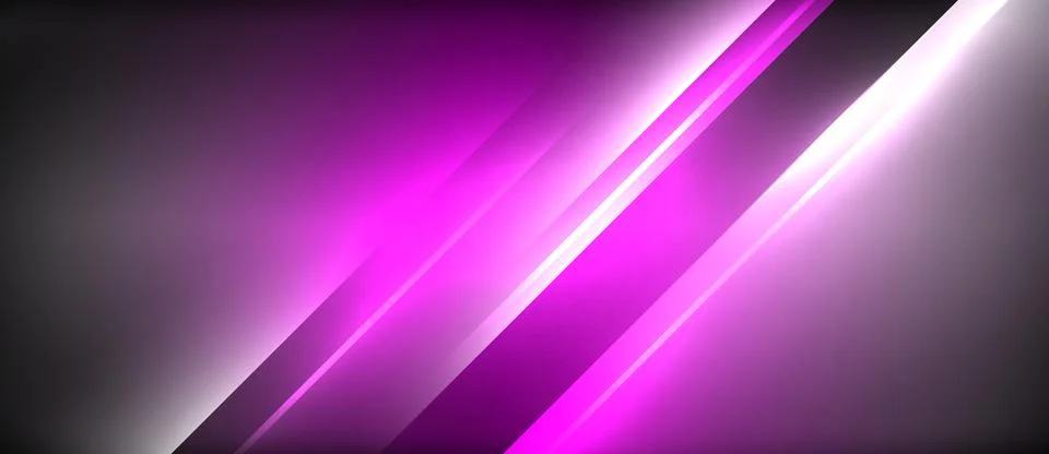 Neon dynamic diagonal light rays background. Techno digital geometric concept Illustrazione stock