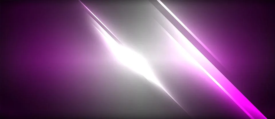 Neon dynamic diagonal light rays background. Techno digital geometric concept Stock Illustration