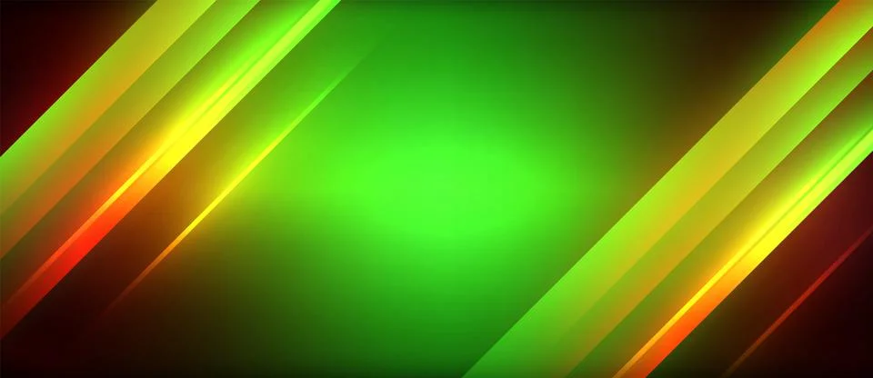 Neon dynamic diagonal light rays background. Techno digital geometric concept 스톡 일러스트