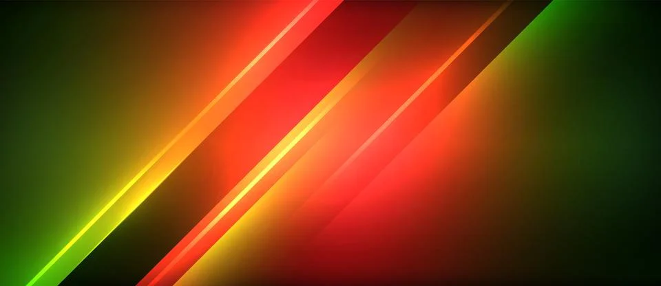 Neon dynamic diagonal light rays background. Techno digital geometric concept 스톡 일러스트