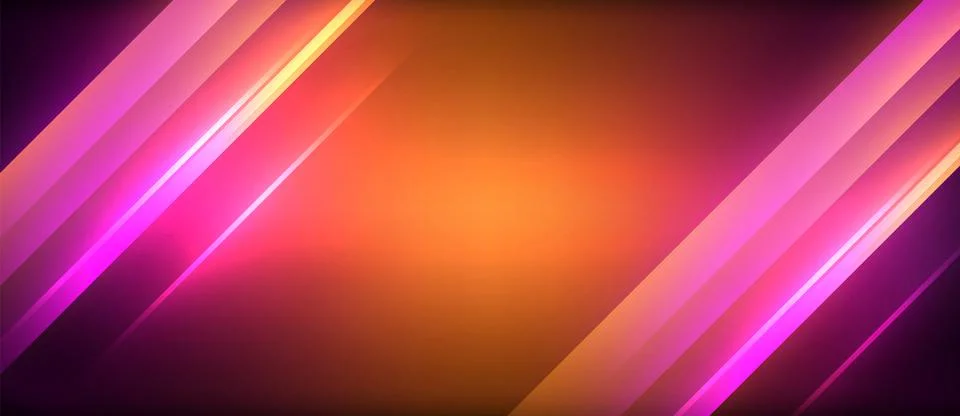 Neon dynamic diagonal light rays background. Techno digital geometric concept Stock Illustration