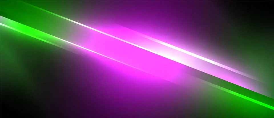 Neon dynamic diagonal light rays background. Techno digital geometric concept Ilustración de archivo