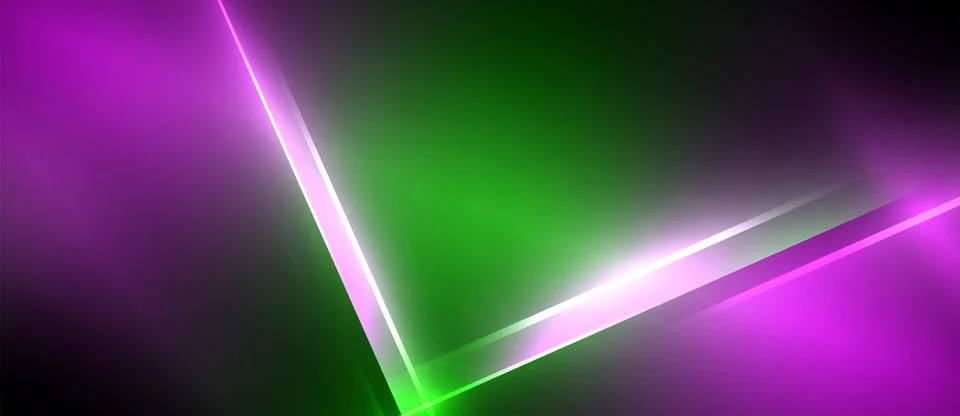 Neon dynamic diagonal light rays background. Techno digital geometric concept 스톡 일러스트