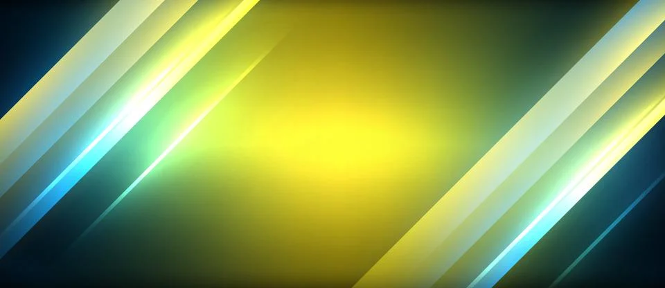 Neon dynamic diagonal light rays background. Techno digital geometric concept 스톡 일러스트