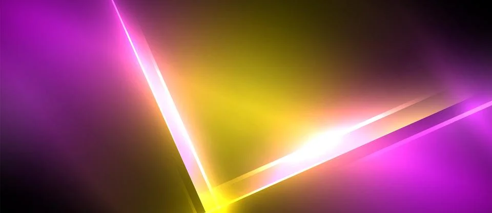 Neon dynamic diagonal light rays background. Techno digital geometric concept Stock Illustration