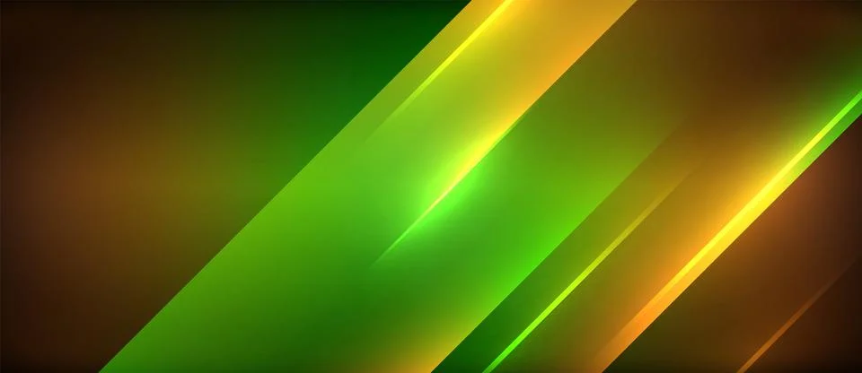 Neon dynamic diagonal light rays background. Techno digital geometric concept Stockillustratie