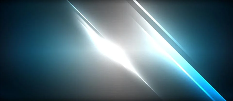 Neon dynamic diagonal light rays background. Techno digital geometric concept Stock Illustration