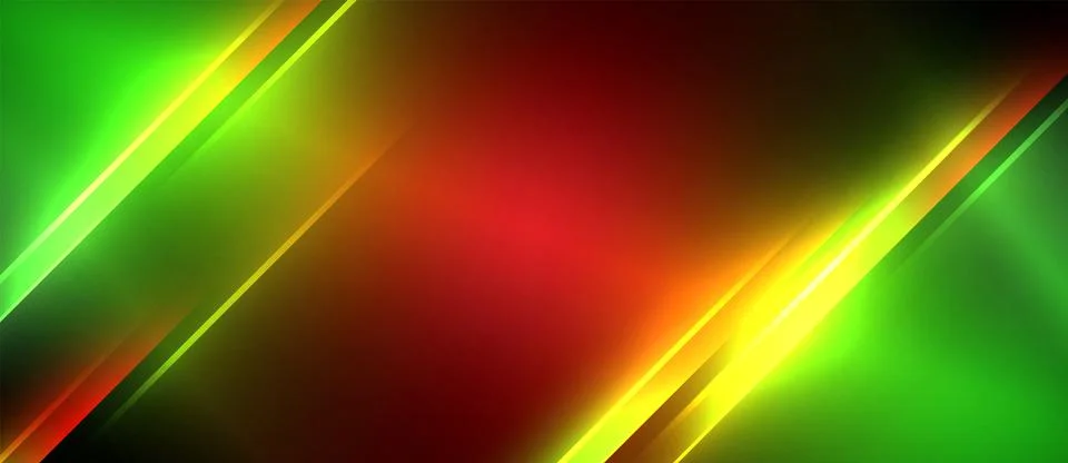 Neon dynamic diagonal light rays background. Techno digital geometric concept Illustrazione stock