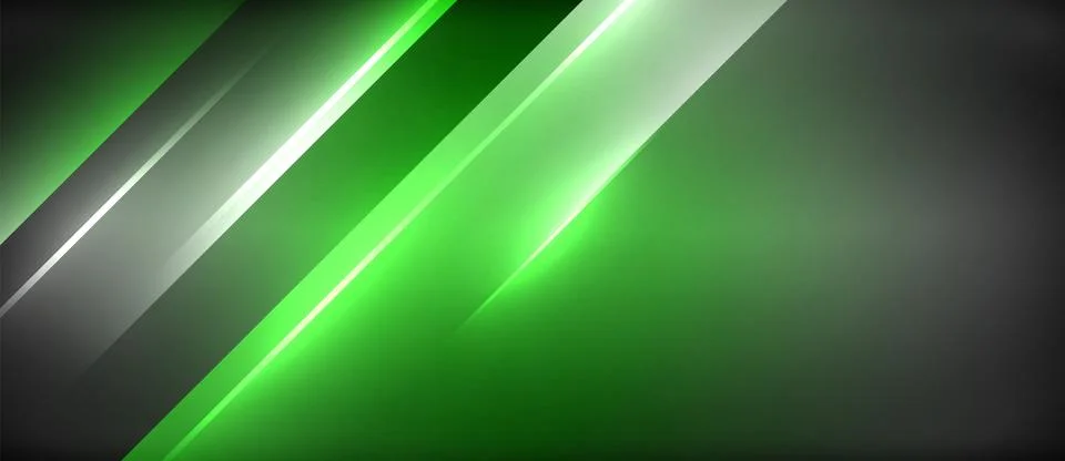 Neon dynamic diagonal light rays background. Techno digital geometric concept Stockillustratie
