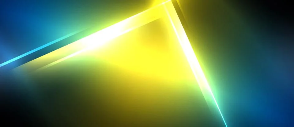 Neon dynamic diagonal light rays background. Techno digital geometric concept Stock Illustration