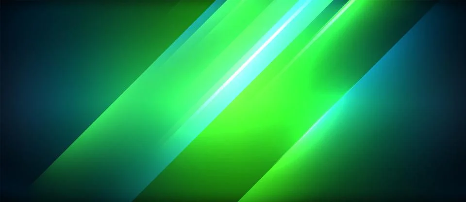 Neon dynamic diagonal light rays background. Techno digital geometric concept Stock Illustration