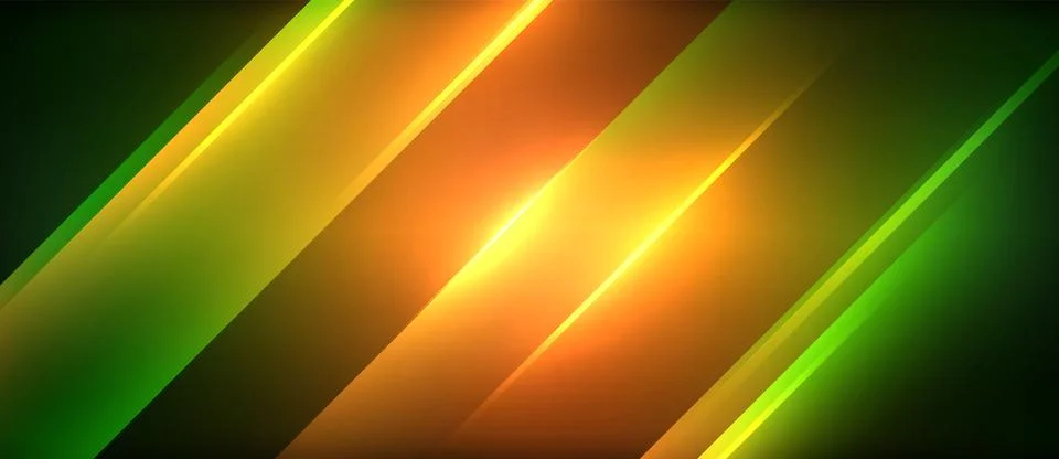 Neon dynamic diagonal light rays background. Techno digital geometric concept Stock Illustration