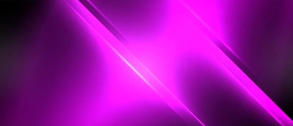 Neon dynamic diagonal light rays background. Techno digital geometric concept Stock Illustration