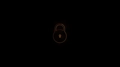 Neon dynamic lock icon glowing animation black background 4k video Animation. Stock Footage 303031559