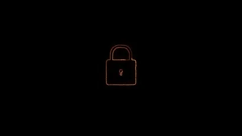 Neon dynamic lock icon glowing animation black background 4k video Animation. Stock Footage 303031571
