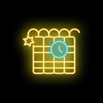 Neon dynamite time bomb with clock timer and burning fuse Stock Illustration