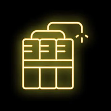 Neon dynamite time bomb exploding with spark on black background Stockillustratie