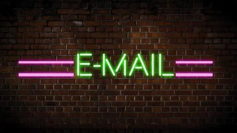 Neon e-mail sign on a wall Stock Illustration
