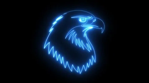 Neon eagle animated neon eagle head chroma 4k looping Stock Footage 302937551