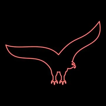 Neon eagle bald american bird silhouette red color vector illustration imag.. Stock Illustration