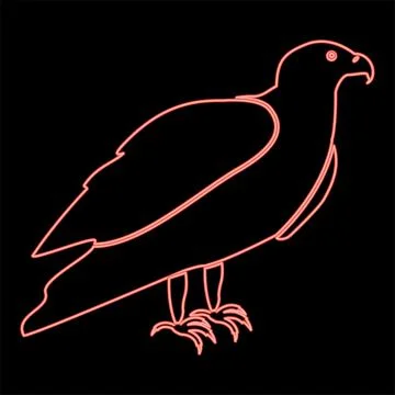 Neon eagle red color vector illustration flat style image Illustrazione stock