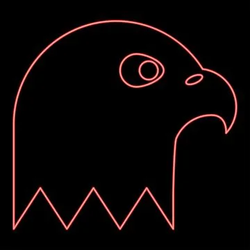 Neon eagle's head bald of prey red color vector illustration image flat style Stock Illustration
