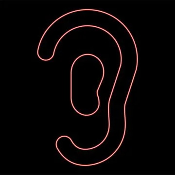 Neon ear red color vector illustration image flat style Stock Illustration