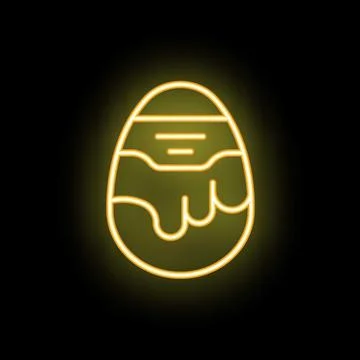 Neon easter egg dripping with chocolate on dark background Stock Illustration