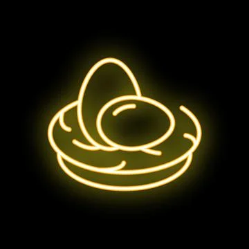 Neon easter nest sign with eggs on black background Stock Illustration