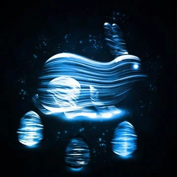 Neon easter rabbit Illustrazione stock